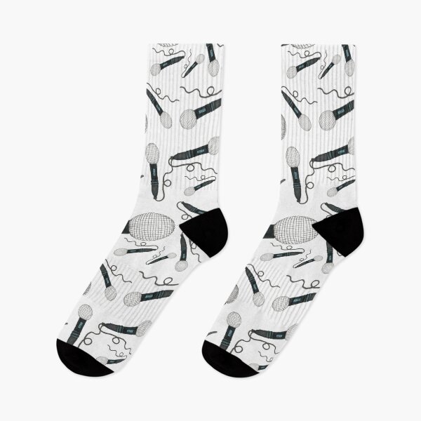 Item preview, Mic Drop Hand Drawn Pattern White Background Pop Music Vintage Retro Microphone designed and sold by H3designs.