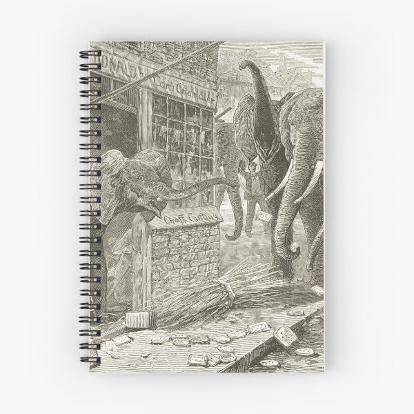 Item preview, Elephants running amok in the city 1900 designed and sold by artfromthepast.