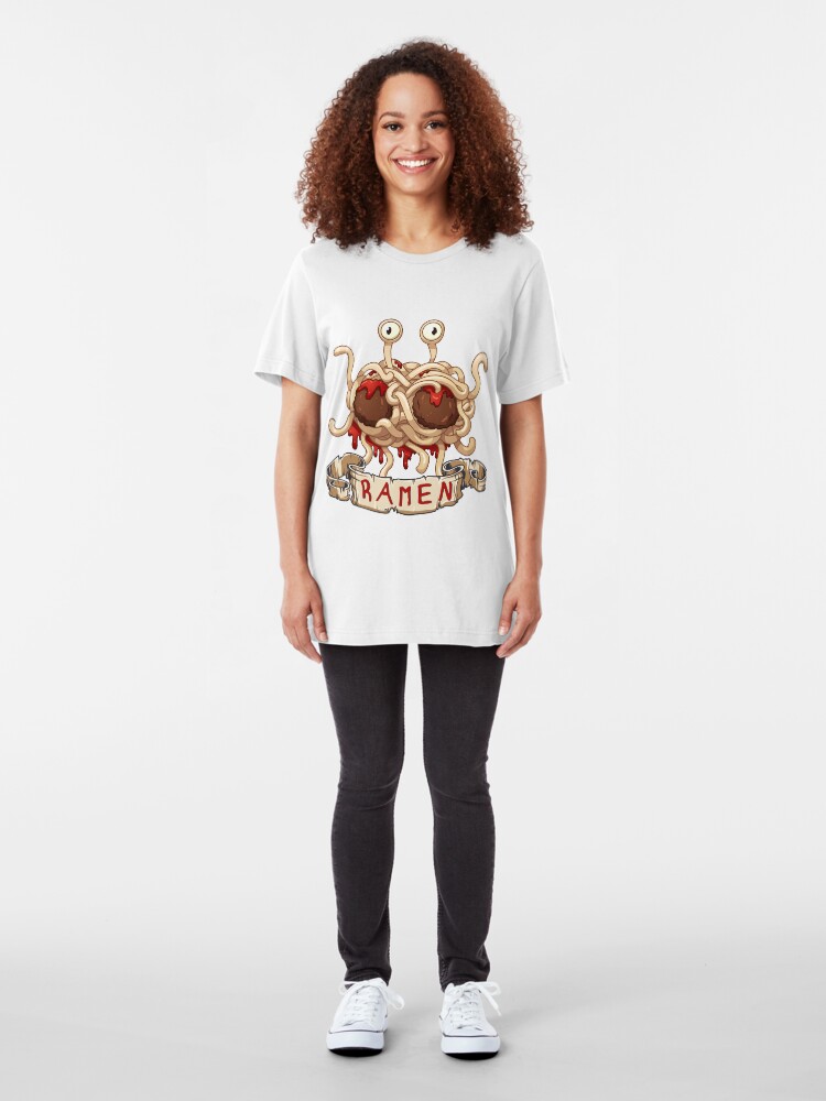 Alternate view of Ramen. Flying spaghetti monster church Slim Fit T-Shirt