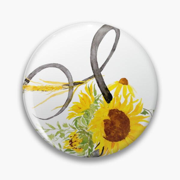 Item preview, hand painted letter S calligraphy sunflower watercolor designed and sold by SelenePaintings .