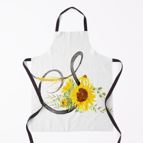 Item preview, hand painted letter S calligraphy sunflower watercolor designed and sold by ColorandColor.