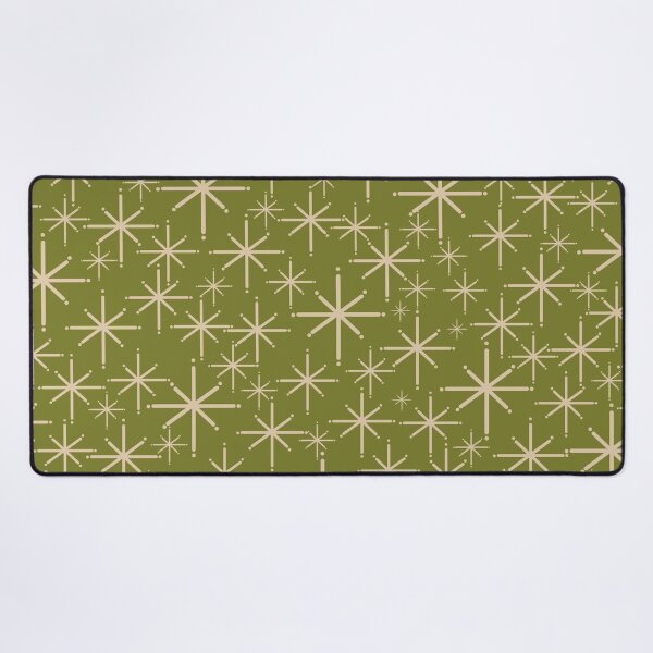 Item preview, Stella - Midcentury Modern Retro Space Age Starburst Pattern in Beige and Mid Mod Olive Green designed and sold by kierkegaard.