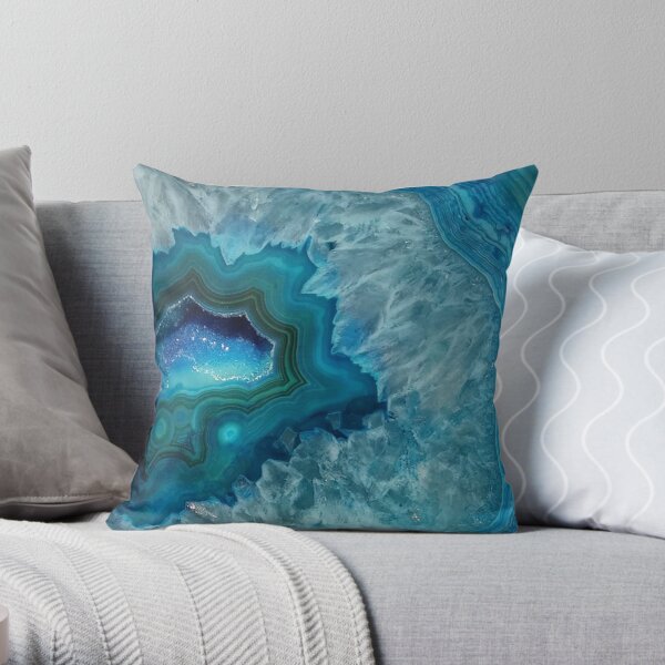 Quartz agate druzy turquoise Coussin