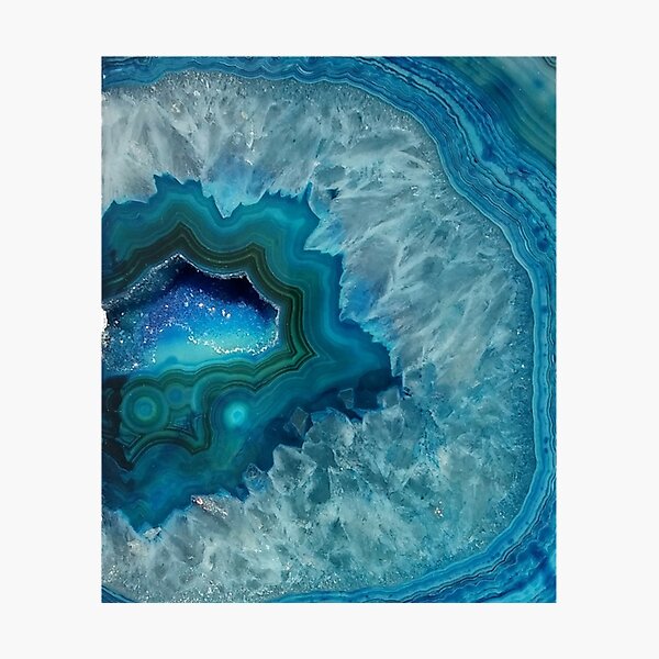 Teal Druzy Agate Quartz Photographic Print