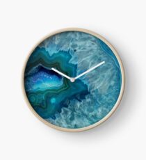 Teal Druzy Agate Quartz Clock