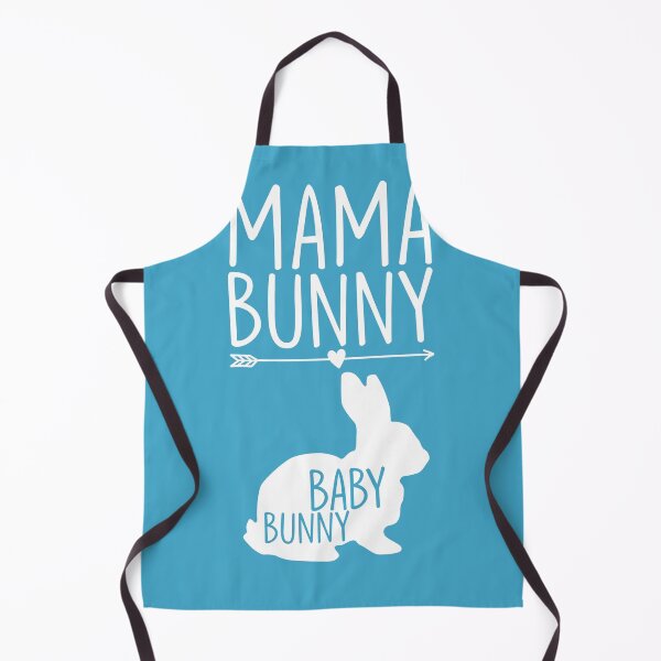 Round Bunny Rabbit Monogram Apron Bright Blue Adult Large Rabbitry Rescue Gift 