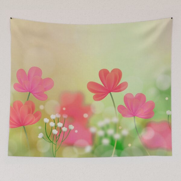 Item preview, Green Pink Flowers Art  designed and sold by Tshirtstory.