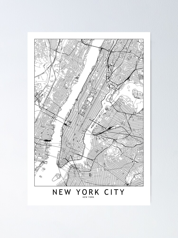 Thumbnail 1 of 3, Poster, New York White Map designed and sold by multiplicitymap.