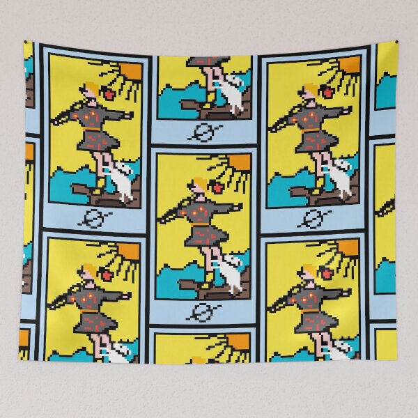 Item preview, Wait, is this pixel art tarot? Blue - Major Arcana 'The Fool' (Design for T-shirt, stickers and other accessories) designed and sold by Pixel Waite.