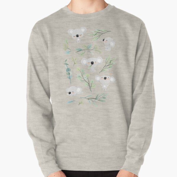 Koala and Eucalyptus Pattern Pullover Sweatshirt