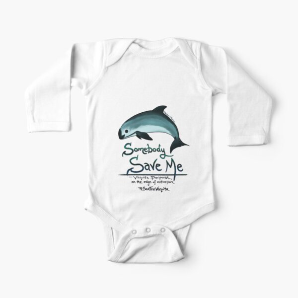 Save Me - Vaquita Porpoise, art © 2015 ~ Long Sleeve Baby One-Piece