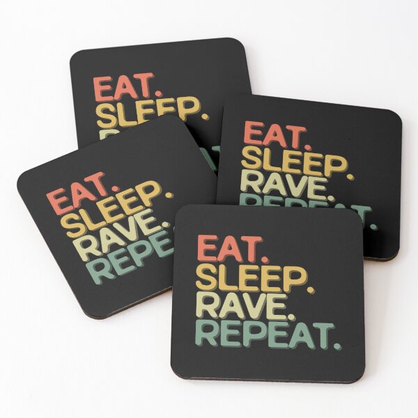 Item preview, Eat Sleep Rave Repeat  Funny Retro Vintage Colors Typography Satire designed and sold by LeonarDobonu.