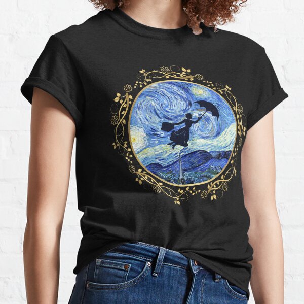 Mary Poppins Starry Night - Cadre fleuri doré T-shirt classique