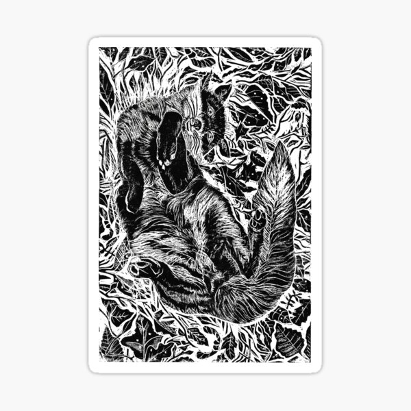 Lino cut fox Sticker