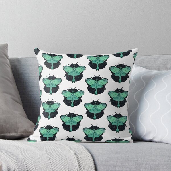 Item preview, Magical Forrest Mint Green Moth with Black Space Background Cottagecore designed and sold by marie-inks.