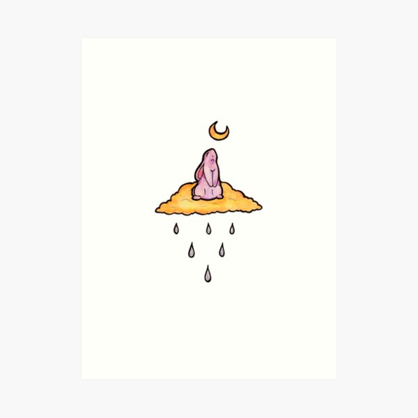 Moonbunny and Rain Art Print