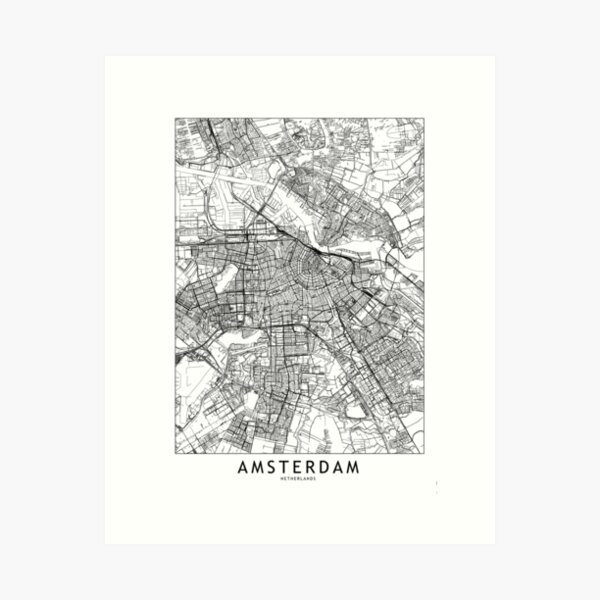 Item preview, Amsterdam White Map designed and sold by multiplicitymap.