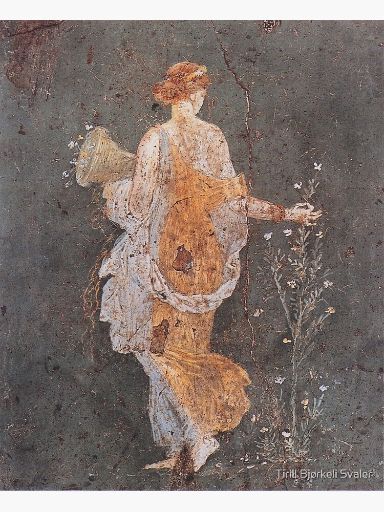 Disover Unknown Flora woman picking flowers - Roman wall painting from Pompeii AD Canvas