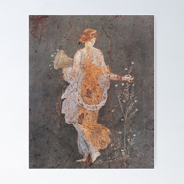 Aperçu de l'œuvre Femme de flore inconnue cueillant des fleurs - peinture murale romaine de Pompéi AD créée et vendue par Tirill Bjørkeli Svaler.