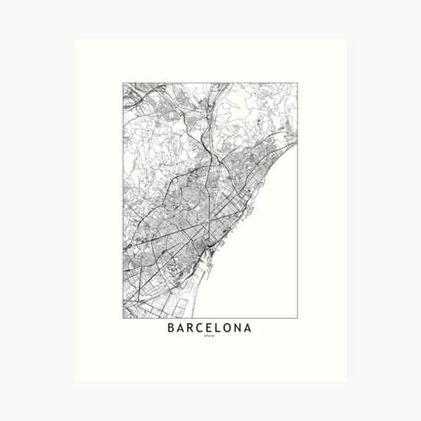Item preview, Barcelona White Map designed and sold by multiplicitymap.