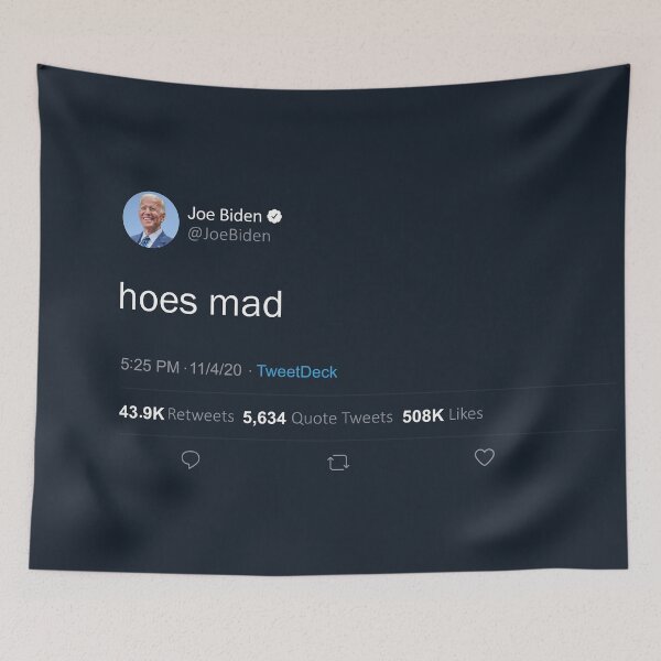 Item preview, Biden hoes mad Tweet Angry Tapestry designed and sold by AZA990.