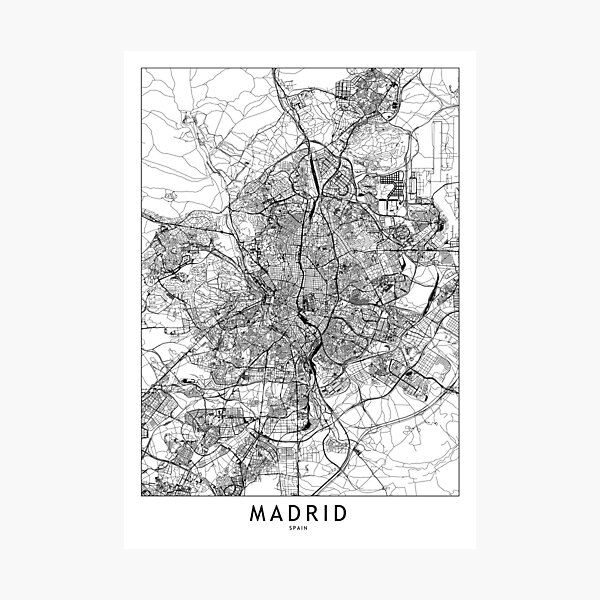 Item preview, Madrid White Map designed and sold by multiplicitymap.