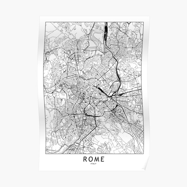 Rome White Map Poster