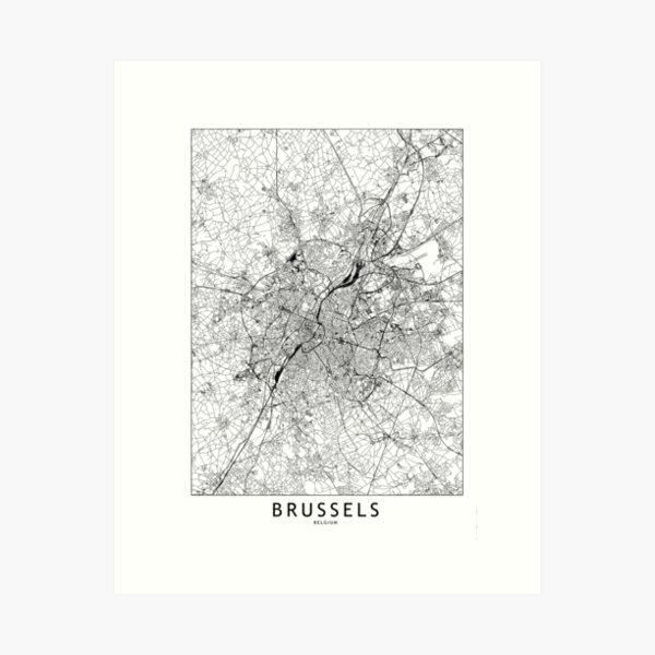 Item preview, Brussels White Map designed and sold by multiplicitymap.
