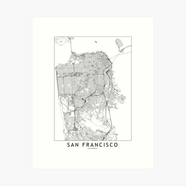 Item preview, San Francisco White Map designed and sold by multiplicitymap.