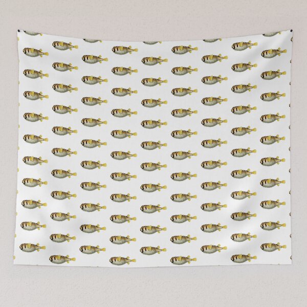 Item preview, antique typographic vintage puffer fish designed and sold by surgedesigns.