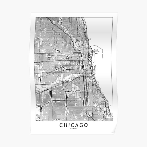 Chicago White Map Poster