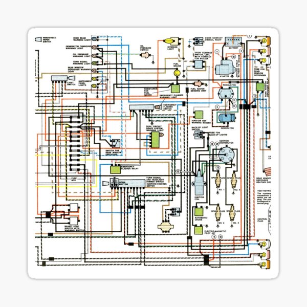 "1972 Car Wiring Diagram" Sticker For Sale By Surgedesigns | Redbubble