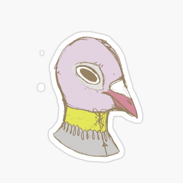 Cute Pigeon, with Bright Corset-Collar Sticker