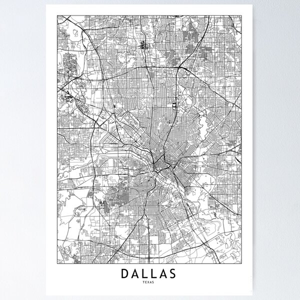 Item preview, Dallas White Map designed and sold by multiplicitymap.