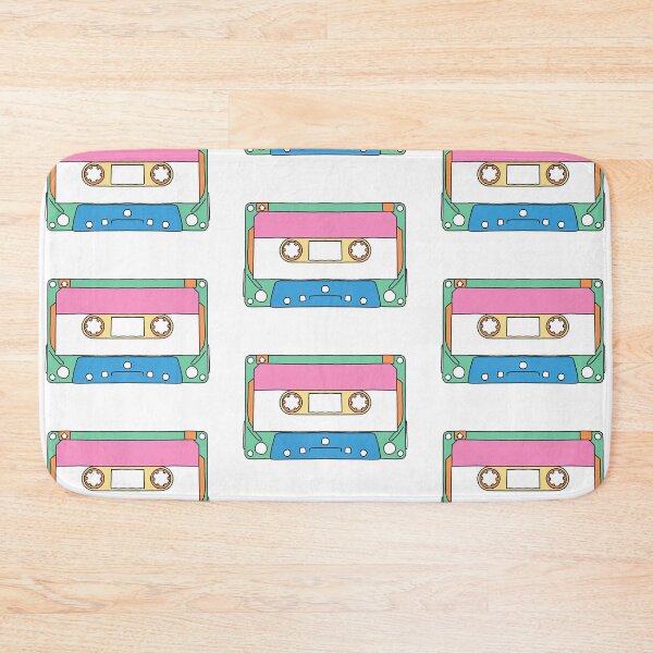 Item preview, Green Orange Pink Yellow and Blue Cassette Tape Retro Vintage Music 1980s 1990s designed and sold by marie-inks.