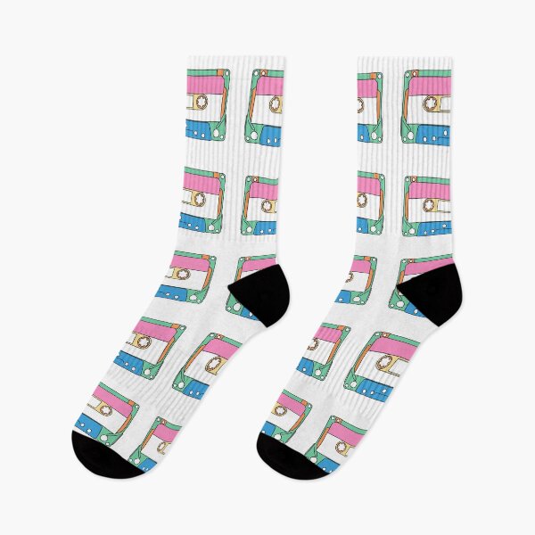 Item preview, Green Orange Pink Yellow and Blue Cassette Tape Retro Vintage Music 1980s 1990s designed and sold by marie-inks.