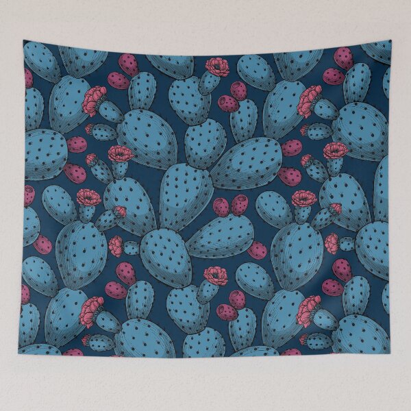 Item preview, Flowering opuntia in blue and magenta designed and sold by Katerina Mitkova Kirilova.