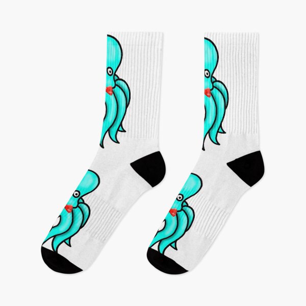 Item preview, light blue octopus with bow designed and sold by octo-PS.