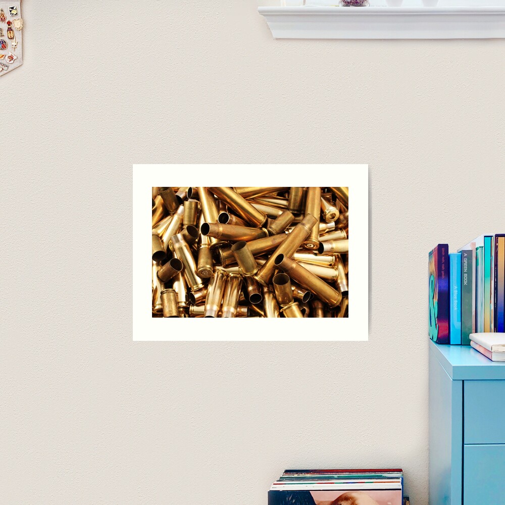 Empty, used, assorted, spent brass bullet casings Art Print for Sale by  tethysimaging
