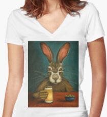 Häschen Hopfen Shirt mit V-Ausschnitt