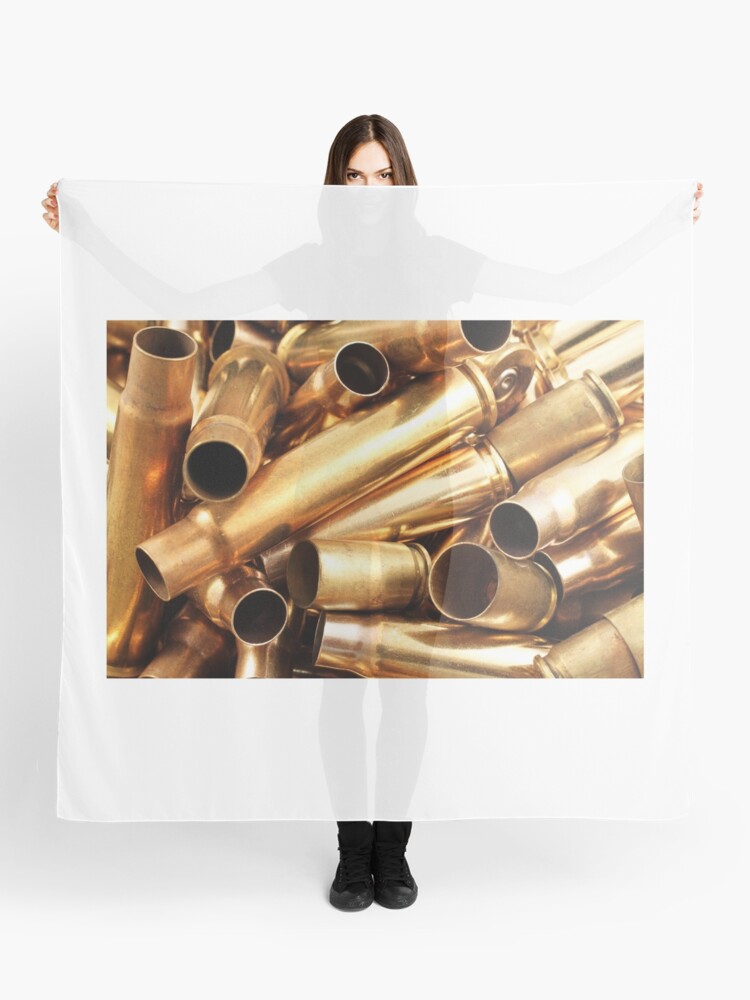 Empty, used, assorted, spent brass bullet casings Scarf for Sale by  tethysimaging