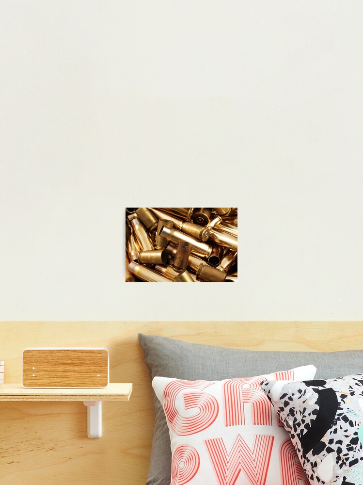Empty, used, assorted, spent brass bullet casings Photographic Print for  Sale by tethysimaging