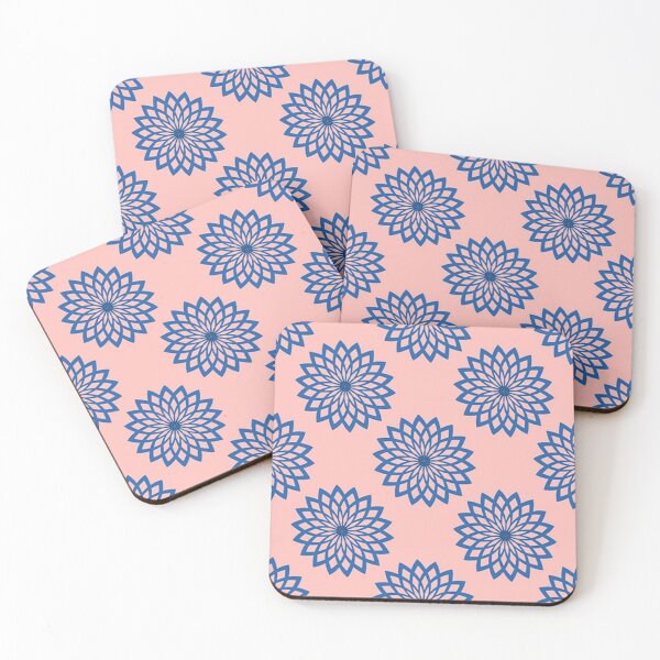 Item preview, Blue abstract floral on pink designed and sold by tetibright.