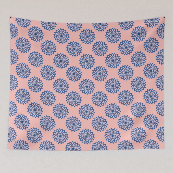 Item preview, Blue abstract floral on pink designed and sold by tetibright.