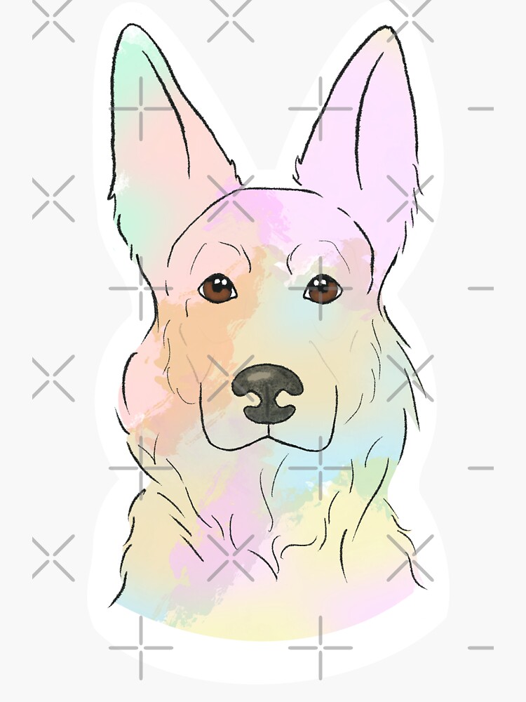 "Tie Dye German Shepherd" Sticker by Madi8 Redbubble