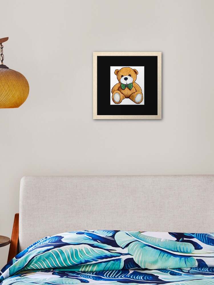 Cute Teddy Bear, Original Painting, Polka Dotted Bow Tie | Art Print