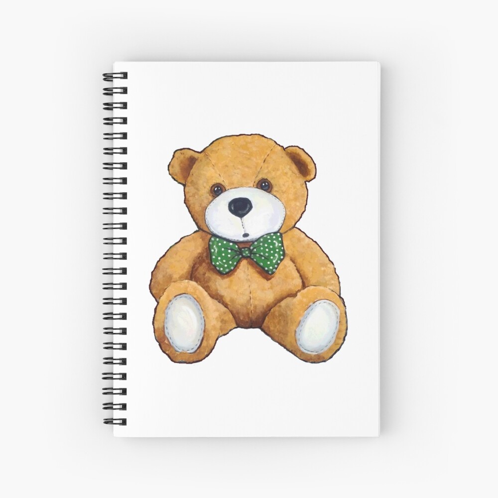 Cute Teddy Bear Original Painting Polka Dotted Bow Tie Journal