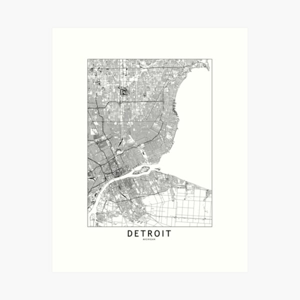 Item preview, Detroit White Map designed and sold by multiplicitymap.