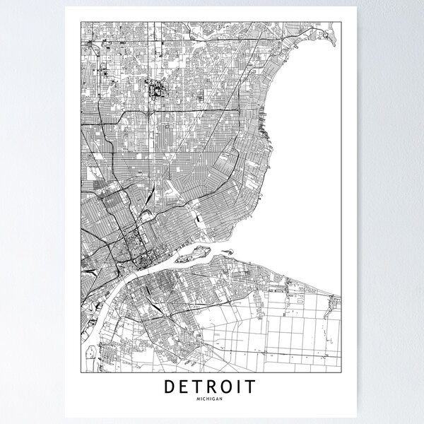 Item preview, Detroit White Map designed and sold by multiplicitymap.
