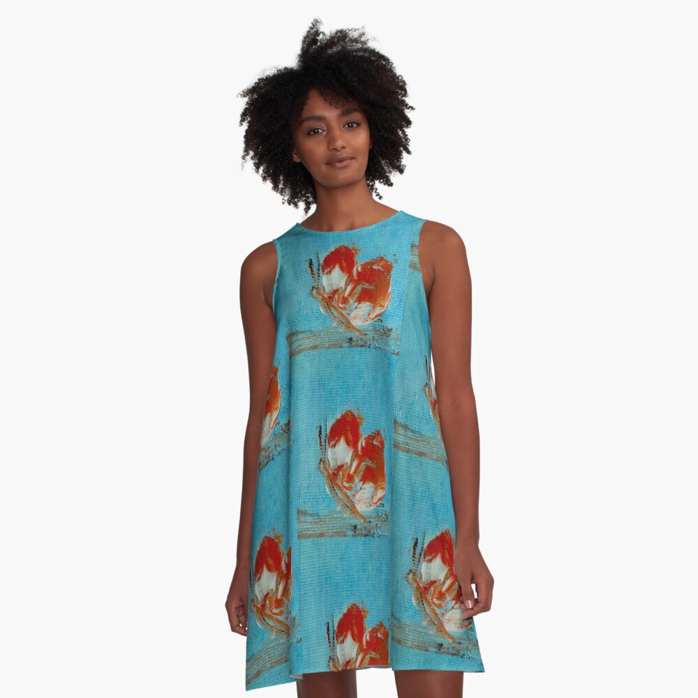 Orange butterfly A-Line Dress